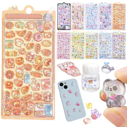 ぷくぷくシール キャラクター ぷにぷにシール かわいい 動物 3d ステッカー 4/6/10枚セット 可愛い 立体 ごほうび ステッカー スクイーズ 多機能 DIY 手帳・水筒・スマホケース・アルバム飾り用 貼り付け可能 手芸用品 ギフト (4枚セット)