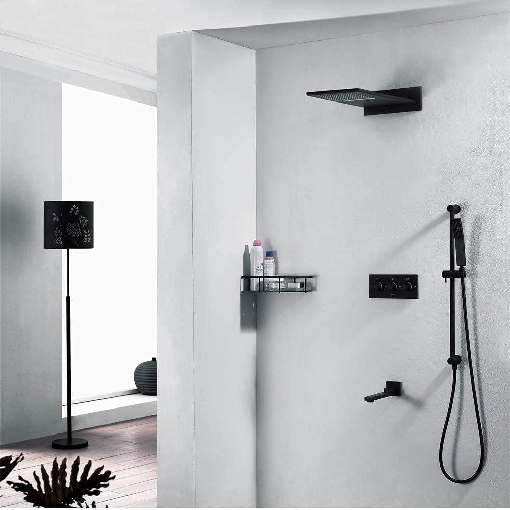 Aycdl Black Shower Head Concealed Shower Set Copper 4 Function Hot And Cold Top Spray Shower Shower Faucet Interesting Life