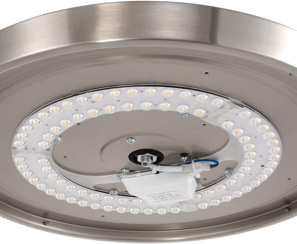 BAKAJI Ventilatore Lampadario da Soffitto 4 Pale retrattili con Lampada in Vetro Satinato 3 Velocità e Telecomando per Comando a Distanza Diametro 106 cm Colore Silver e Pale trasparenti