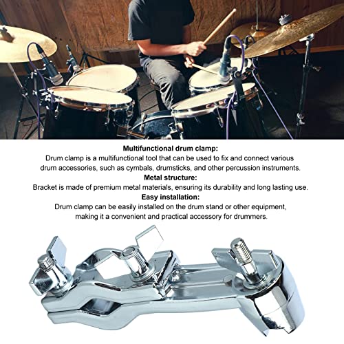 Abrazadera para Batería de Metal con Ángulo Ajustable, Clip para Platillo, Multifuncional y Ahorra Espacio, para Partes de Batería e Instrumentos de Percusión miniatura 4