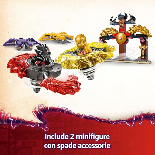 NINJAGO Battle Pack Draghi dello Spinjitzu - 2 Trottole Giocattolo, Tempio Costruibile, Elementi di Potere e 2 Minifigure, Giochi per Bambini e Bambine da 6 Anni da La Rivolta dei Draghi 71826 - Lego - Immagine 5