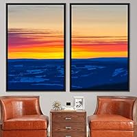 2 Piece Framed Canvas Wall Art Sunset in The Mountains Canvas Prints Home Artwork Decoration for Living Room,Bedroom - 16