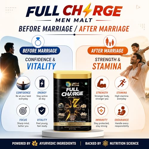Image of Lakshmi Krishna Naturals Full Charge Men Malt - Premium Herbal & Nutritional Blend (250g) | Coffee Flavoured Daily Nutritional Supplement for Men
