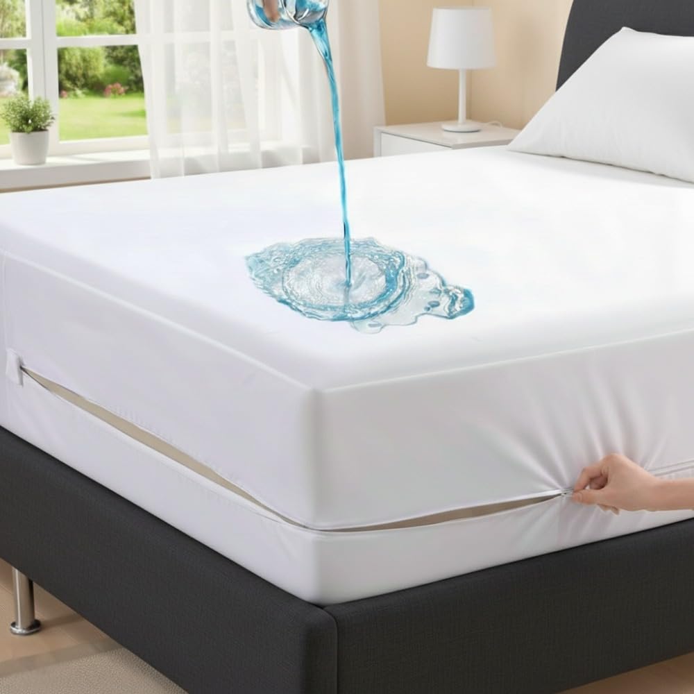 House 22 100% Waterproof Small Double Mattress Protector - Breathable 30cm Zippered Mattress Encasement Cover - 360° Bed Bug & Dust Mite Proof - Soft, Hypoallergenic Fit for Beds (White - 122x190cm)