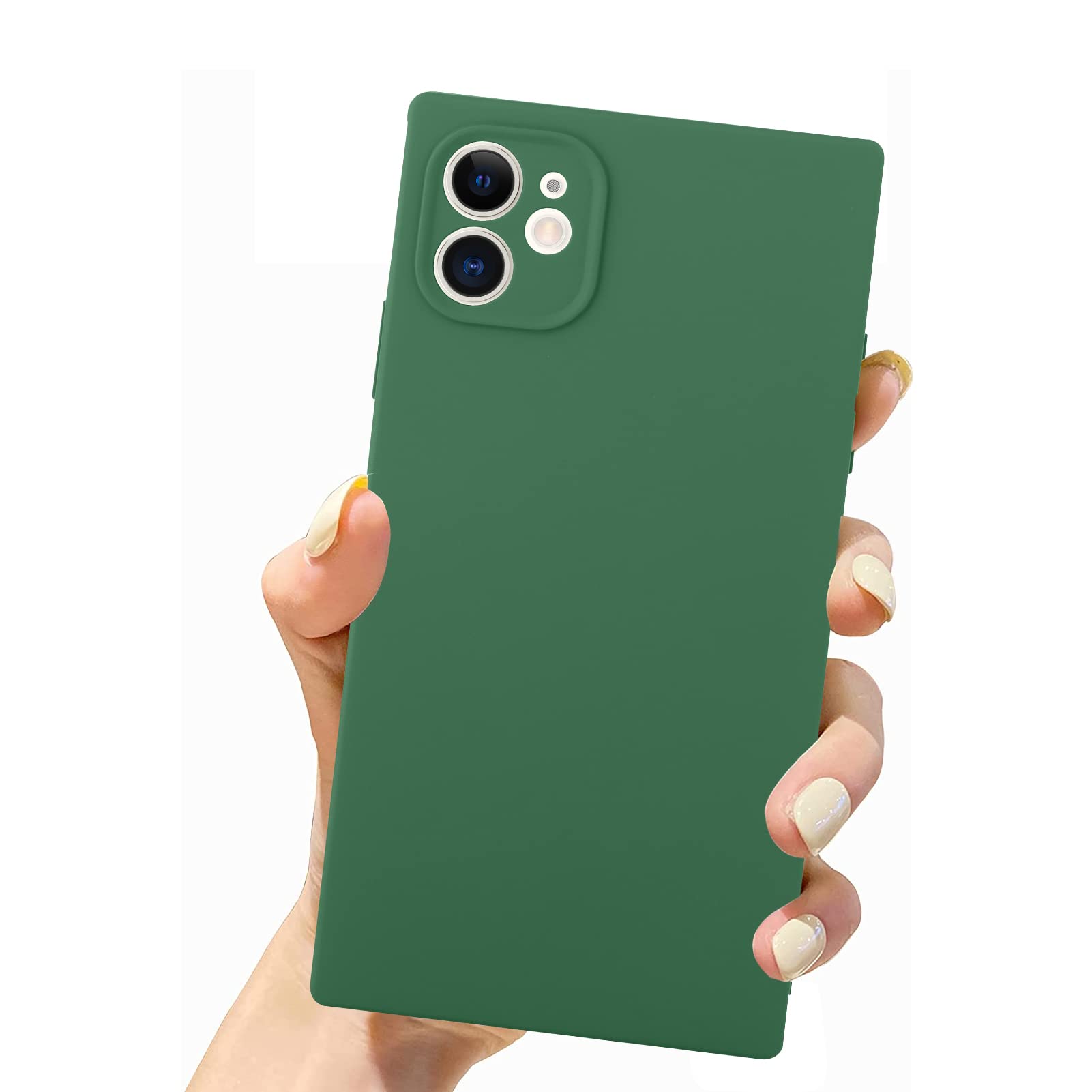 Square Case for iPhone 11, Cute Aesthetic Camera Lens Protection&Shockproof Reinforced TPU Bumper Flexible Women Girls Cover for iPhone 11, Green