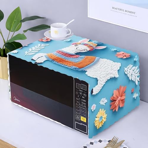 Image of Printed Microwave Oven Cover | Dustproof Waterproof Non-Slip Fabric Cover | Kitchen Decorative Appliance Protector | Kitchen Appliance Cover. (Horse)