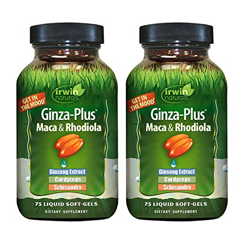 Irwin Naturals Ginza-Plus Maca & Rhodiola for Mental Balance and Stress Relief, 75 Liquid Softgels (Pack of 2)