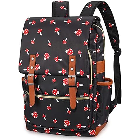 FEWOFJ Mushroom Laptop Backpack for Girls Women,College School Bookbags for Teenagers Cover