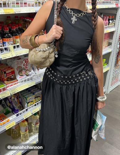 CIDER Maxi Dress for Women Sleeveless Boat Neck Woven Belted Low Waist Elegant Daily Casual Maxi Dress2