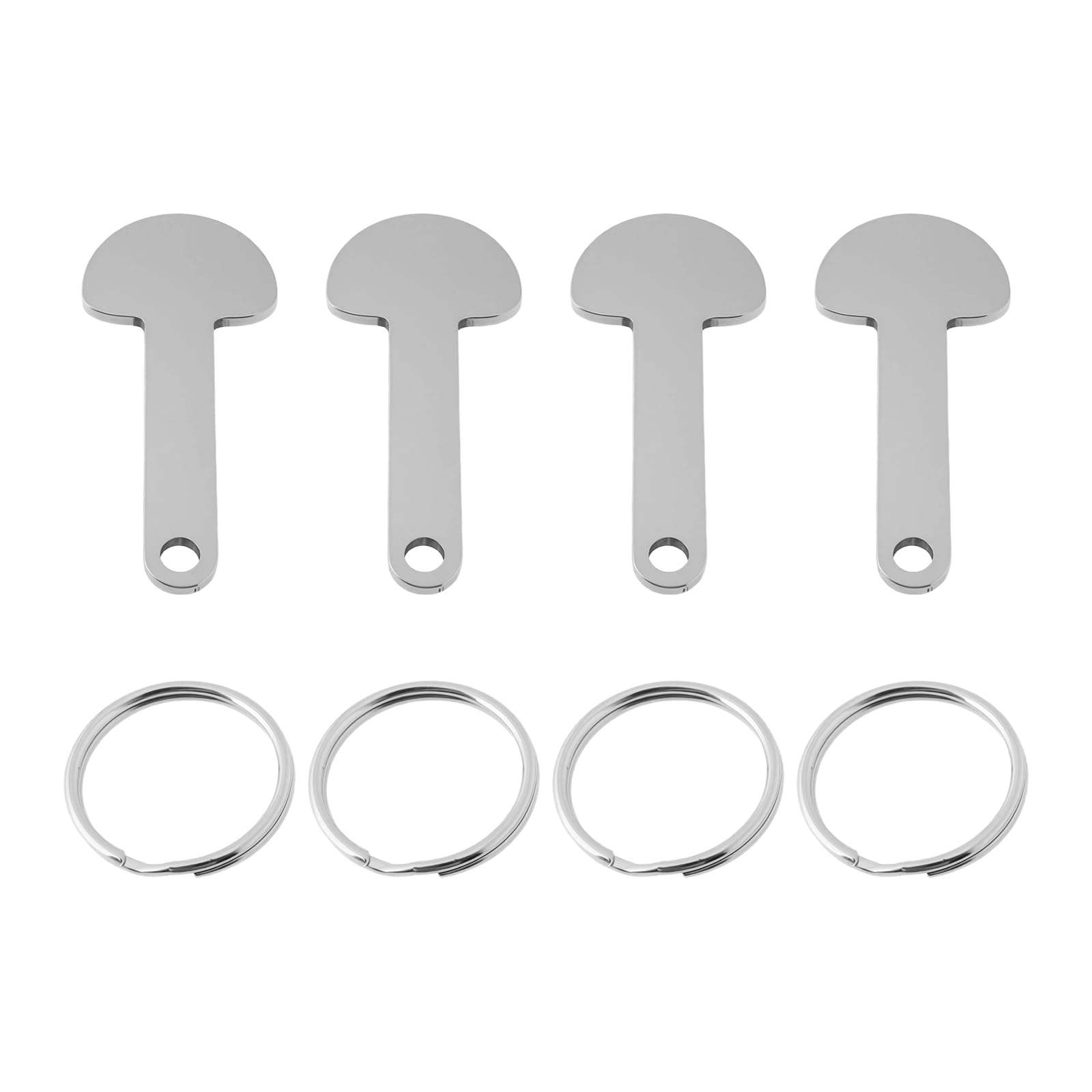 Emsea 4Pcs Reusable Supermarket Trolley Release Key With Ring Stainless Steel Compatible With B&M Compatible With Asda Trolley, 46X23mm