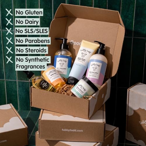 TUBBY-TODD-Baby-Arrival-Bath-Skincare-Set-The-Newborn-Gift-Set-Baby-Shampoo-and-Body-Wash-Lotion-All-Over-Ointment-Diaper-Paste-Baby-Massage-Oil-Baby-Deo-Standard-Size-Fragrance-Free