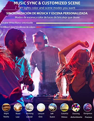 Image of Smart WiFi LED Light Bulbs, Compatible with Alexa and Google Home Assistant, Music Sync Multi Color Changing Bulb, A19 E26 10W 900LM (80W Equivalent), 8-Pack,White,MKA19