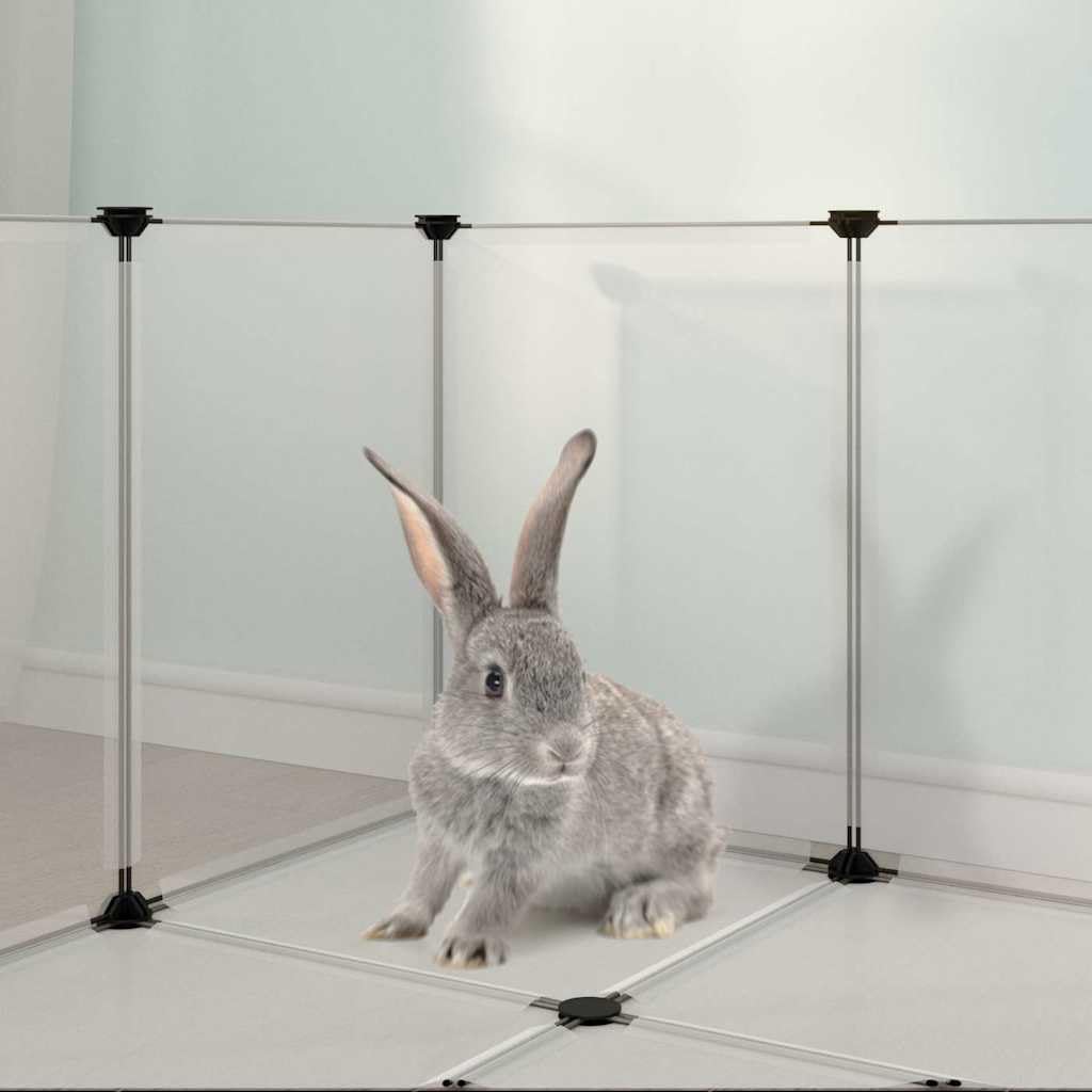 Kleintierkäfig Transparent 144x74x46,5 cm aus PP und Stahl, geräumiges Kleintiergehege mit Schutzgitter für Kaninchenstall, Meerschweinchenstall, Hamsterkäfig