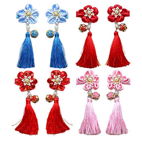 HCY Chinese Style Baby Girls Hair Alligator Infant Non Slip Barrettes Festival Hair Accessory (Style 1)