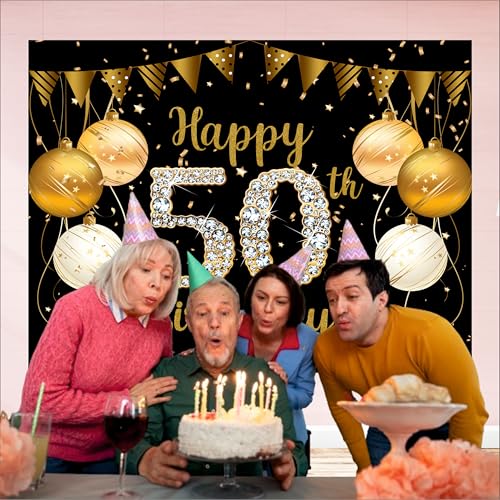 Image of 50th Birthday Backdrop 5x4 Ft | Backdrops for Decoration | Birthday Decoration Backdrop | Banner for Kids Theme Party