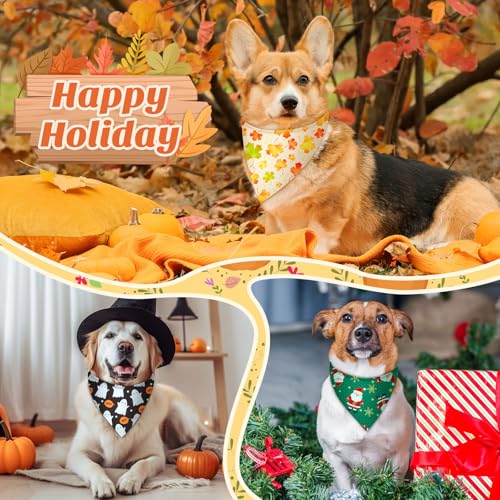 Weewooday 50 Pcs Holiday Dog Bandanas Bulk for Valentine's & St. Patrick's Day, Easter Happy Birthday Summer Soft Bibs Adjustable Triangle Bandana for Small Medium Large (25.6 x 17.7 x 17.7 Inch) - Image 7