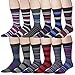 12 Pairs of excell Mens Designer Dress Socks Assorted Striped Patterns, #2700