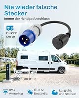 feletec CEE Adapter CEE Stecker auf Schuko Kupplung, 35cm Camping Strom-Kabel, IP44 Camping Verlängerungskabel, H07RN-F 3G2,5 Campingstecker Adapter 16A – Ansicht 2