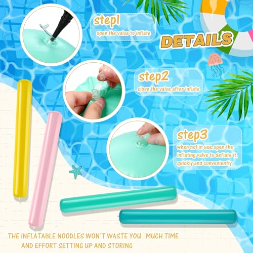 Libima 6 Pcs Pool Inflatable Noodle 41 Inch Inflatable Sticks Colorful Outdoor Water Games Blow up Pool Noodles Floats for Adults Summer Swimming Beach Lake Party Sports Decor (Boho Color)