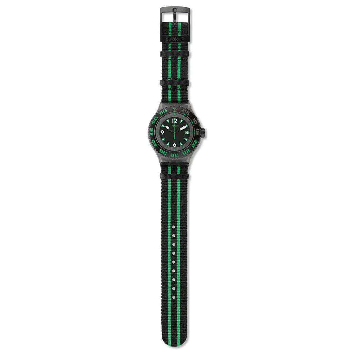 Swatch Men's Quartz Watch Scuba Libre Deep Turtle SUUM400 with Textile Strap