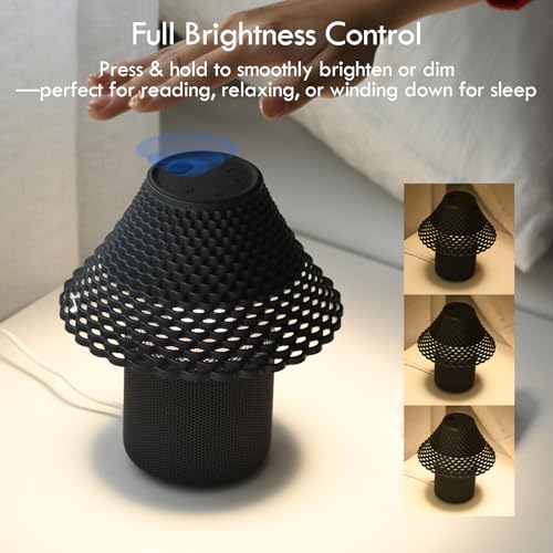 Image of Bedside Table Lamp with White Noise Machine - 10 Soothing Sounds, Gesture Control Sensor & Dimmable Night Light - 30 /60 /90 Min Auto-Off Timer for Sleep, Nursery, Office & Home Decor- Gray