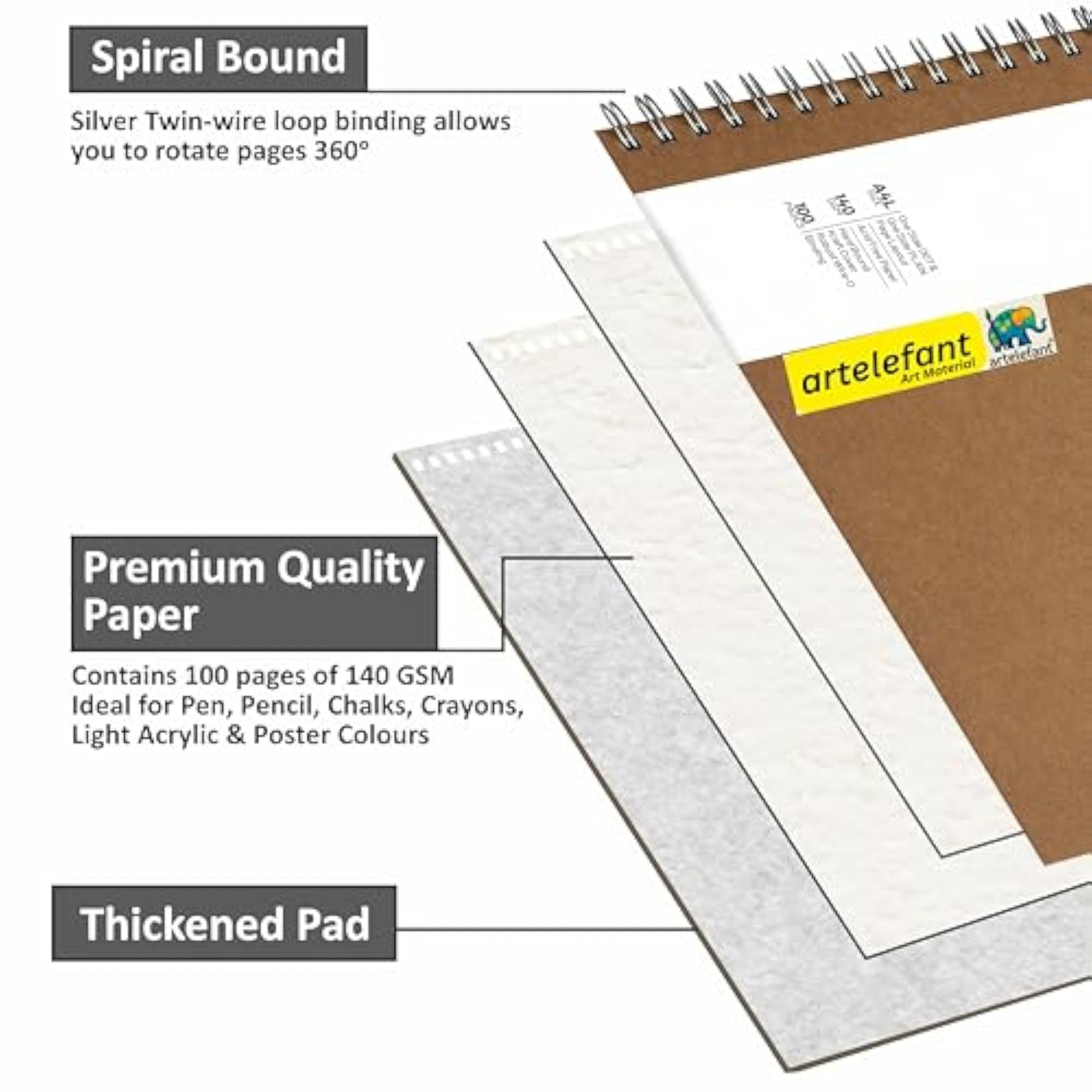 Professional Artist Spiral Sketch Book, 140 GSM