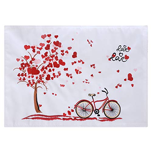 Grelucgo Lot de 4 sets de table doublés pour la Saint-Valentin Motif broderie machine 33 x 48 cm Cover