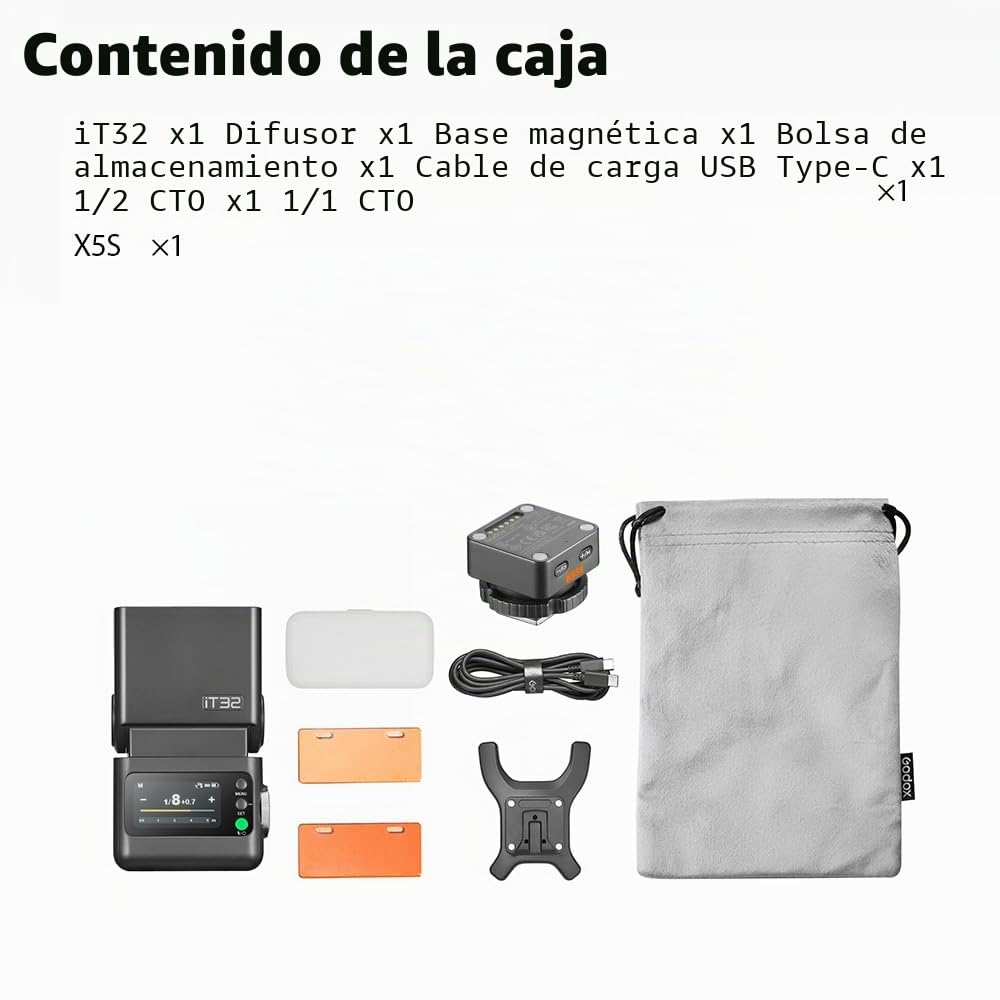 Godox iT32 TTL - Flash de cámara con X5S para Sony, zapata magnética y disparador 2 en 1, HSS 1/8000s, 2.4G inalámbrico, compatible con a7 IV, a7C II, a7C, a6700, ZV-E10 II, ZV-E1, lámpara de modelado