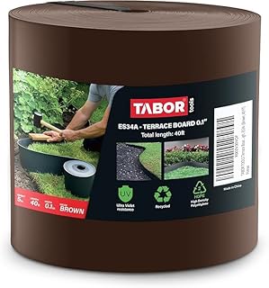 TABOR TOOLS 40 Ft Terrace Board, 5 Inch High, 0.1" Inch Thickness, Landscape Edging Coil, Grass B...