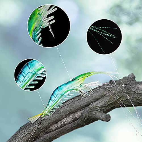 10Pcs Saltwater Fishing Lures Shrimp Baits Set, Premium Soft Shrimp Fishing Tackle With Luminous Sharp Hooks, For Freshwater And Saltwater - Syosisny #TOP6