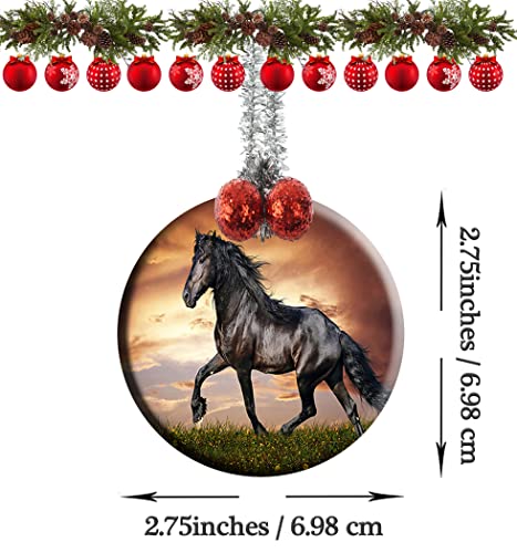 Gdee Brown Horse Christmas Ornament Ceramic Ornament For Christmas Round Porcelain For Xmas Tree Holidays Christmas Ornament Home Decoration #TOP1