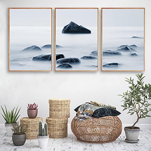 Toile peinture style chinois abstrait pour habiller un grand mur de salon 40x60cm triptyque