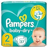Pampers Baby-Dry Größe 2, 37 Windeln, bis zu 12 Stunden Rundum-Auslaufschutz, 4-8kg