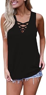 Sponsored Ad - SHIJIALI Women's Summer Casual Sleeveless Tunic V Neck Criss Cross Tank Tops Basic T-Shirt Blouse