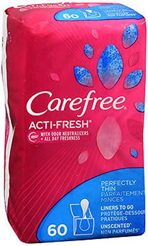 Carefree Acti-Fresh Body Shape Pantiliners Thin To Go Unscented - 60 Liners, Pack of 2