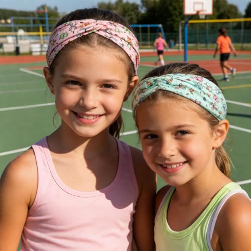 UNISUNSG 6 Stücke Mädchen Stirnbänder mit Knoten Schmetterling Haarband Elastisches Kopfband Mädchen Geschenk für Sport Makeup