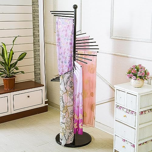 UWYTGF Freestanding Scarf Display Rack Hanging Towel Holder Drying Rack,Modern Standing Towel Stand,for Home Commercial Use,Black