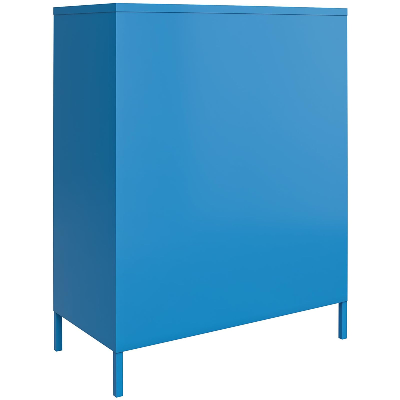 Cache Metallschrank Blau, 80 x 40 x 101 cm, Aufbewahrungsschrank mit 2 Türen und 3 Regalböden, Spindschrank aus Metall für Büro, Wohnzimmer und Flur