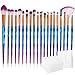 Produktbild Einhorn Makeup Pinsel Set, INTVN 20 Stücke Lidschatten Make Up Pinsel Set mit Wattepads, Pulver Foundation Rouge Lidschatten Blending Pinsel