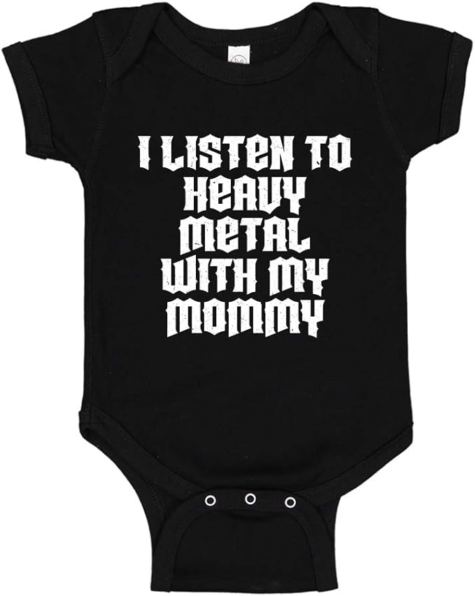 I Listen to Heavy Metal with My Mommy Baby Bodysuit One Piece or Toddler Shirt Music Clothing