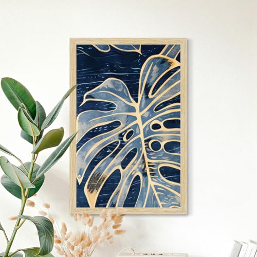 Image of ArtX Paper Leaf Paintings For Wall Decoration, Home Decor Wall Art, Hotel Wall Paintings for Living Room, Multicolor, Natural Wood Color Frames, 12x18 inch, Set of 3