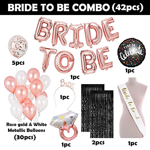 Image of Party Propz Bride To Be Decoration Set - 42 Pcs Bachelorette Party Decorations | Bride To Be Sash and Crown | Bridal Shower Decorations Kit | Bachelorette Party Decorations | Bachelor Party Decoration