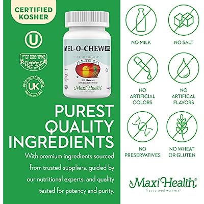 Maxi Health Melatonin 3 mg for Adults & Teens Help Support Natural Sleep with Adult & Kids Melatonin Non-Habit Forming Kosher Sleep Support Kosher (100 Units)
