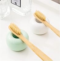 Vista 2 de 2 soportes para cepillos de dientes de cerámica, soporte individual para cepillos de dientes para encimeras de tocador de baño, tocador (negro)