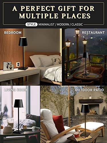 Mtoezkae Rechargeable Cordless Led Table Lamp With Touch Control, Stepless Dimming 5200Mah Large Capacity Battery Metal Housing Waterproof Desk Lamp (Black),Thanksgiving Gift #TOP4