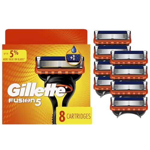 Gillette Fusion5 Mens Razor Blade Refills, 8 Count, Lubrastrip for a More Comfortable Shave