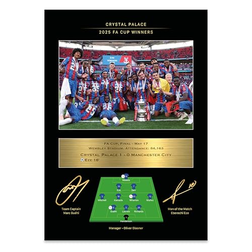 Sporting Moments Crystal Palace 2025 FA Cup Winners Commemorative Print with Reproduced Player Signatures (Unframed)