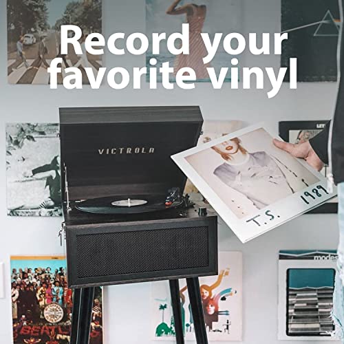 Victrola Liberty – Bluetooth Record Player – 5-in-1 Turntable with Vinyl Stream, FM Radio, USB Playback, Built-in Speakers, Use as Stand or Tabletop Player (Espresso) - Les Beatles, Paul McCartney, John Lennon, RIngo Starr, George Harrison Victrola Liberty – Bluetooth Record Player – 5-in-1 Turntable with Vinyl Stream, FM Radio, USB Playback, Built-in Speakers, Use as Stand or Tabletop Player (Espresso) – Image 6
