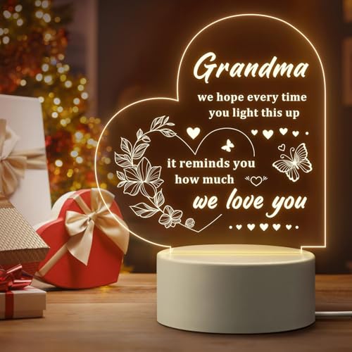 Image of Gifzy Gifts for Grandma, Grandma Gifts - Engraved Night Light, Grandmother Birthday Gift, Christmas Thanksgiving Mothers Day Gift for Grand ma, Nana, Grammy, Grandmother