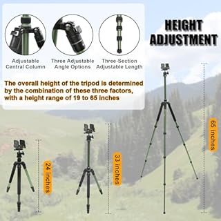HUNTPAL Hunting Tripod Shooting Stick Gun Rifle Rest with Height Adjustment Center Column & Detachable Leg, Shotgun/Crossbow 19"-65" Shooting Stand Biopod Monopod